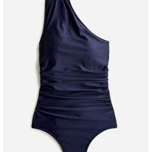 NWT J CREW Ruched One Shoulder One Piece Swimsuit Size 22 Navy Blue